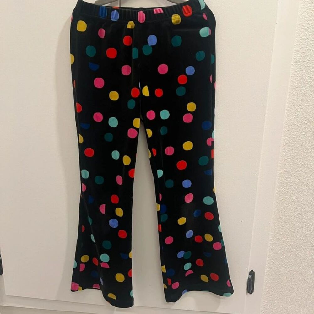 Hanna andersson polka dot velour fun black flared legging pants bottoms girls si
